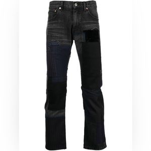Junya Watanabe Men’s Black Patchwork SkinnyTrousers/ Denim Jeans